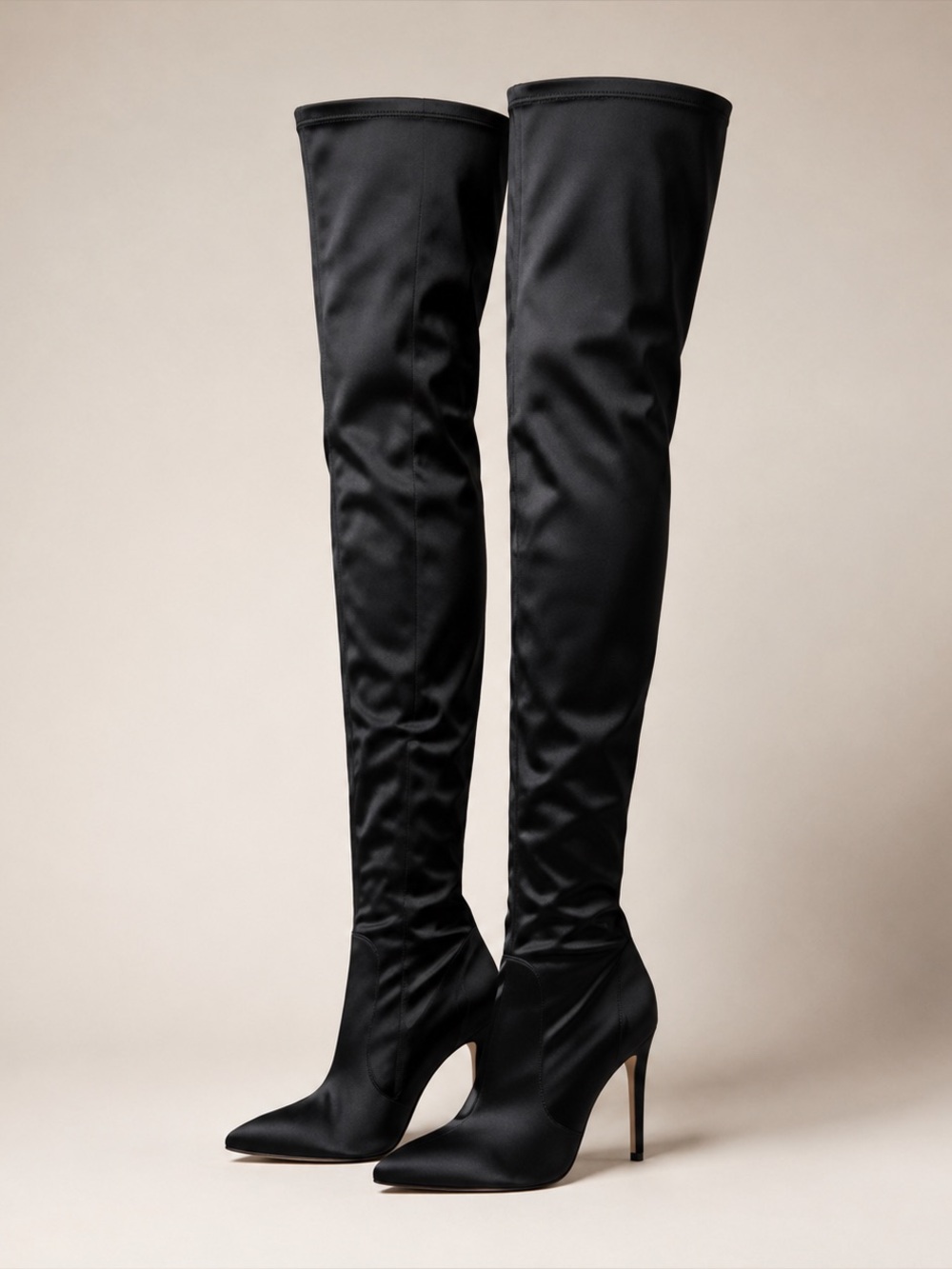 Aquazzura All I Need 105 Satin Thigh High Boots 38 Box/7.5/EUC